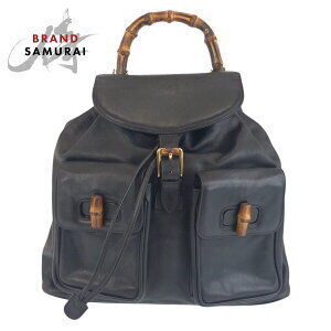 GUCCI Bamboo Black Leather Backpack